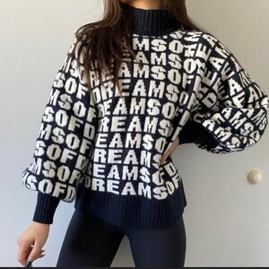 H&M DREAMS Pullover All Over Print Chunky Sweater Mock Neck Women Size M